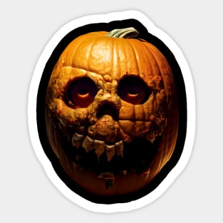 Scary Halloween Pumpkin Art Sticker